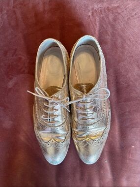 J. Crew Metallic Lace-Up Oxfords for Women | Size 8